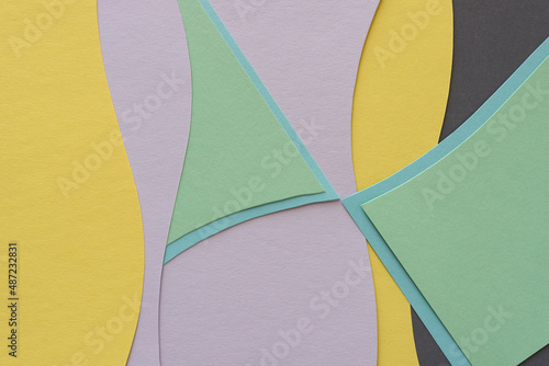 paper design with wavy lines and blank space in yellow, mavue, green, blue, and gray photo