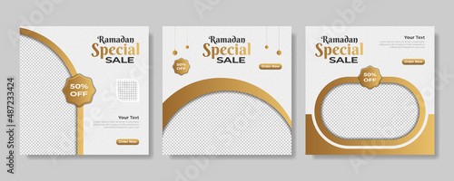Set of Ramadan Sale Banner. web promotion banner, social media post template. Vector illustration