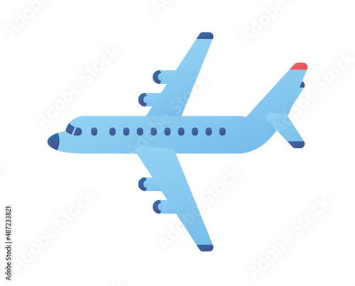 Blue jet passenger airplane isolated flat vector