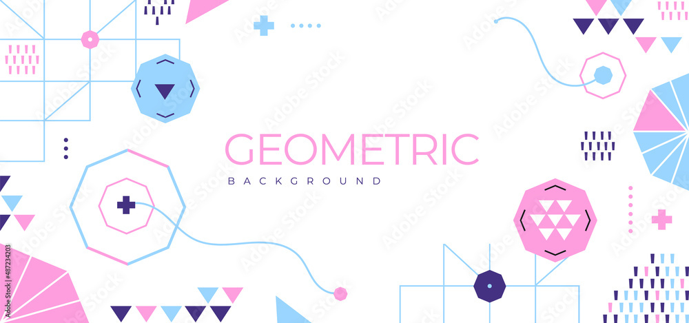 Abstract backgrund in the style of the 80s with pink and blue geometric shapes. Illustration for hipsters Memphis style Abstract backgrund in the style of the 80s with pink and blue geometric shapes. Illustration for hipsters Memphis style