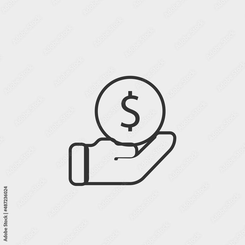 Dollar on hand vector icon illustration sign Dollar on hand vector icon illustration sign