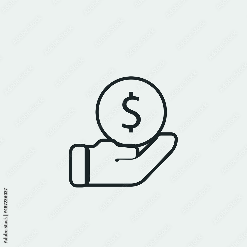 Dollar on hand vector icon illustration sign Dollar on hand vector icon illustration sign