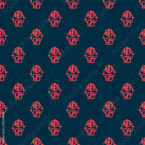 Red line NFT Digital crypto art icon isolated seamless pattern on black background. Non fungible token. Vector