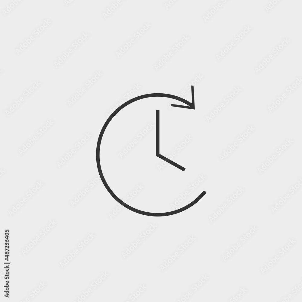 Clock rotating vector icon illustration sign Clock rotating vector icon illustration sign