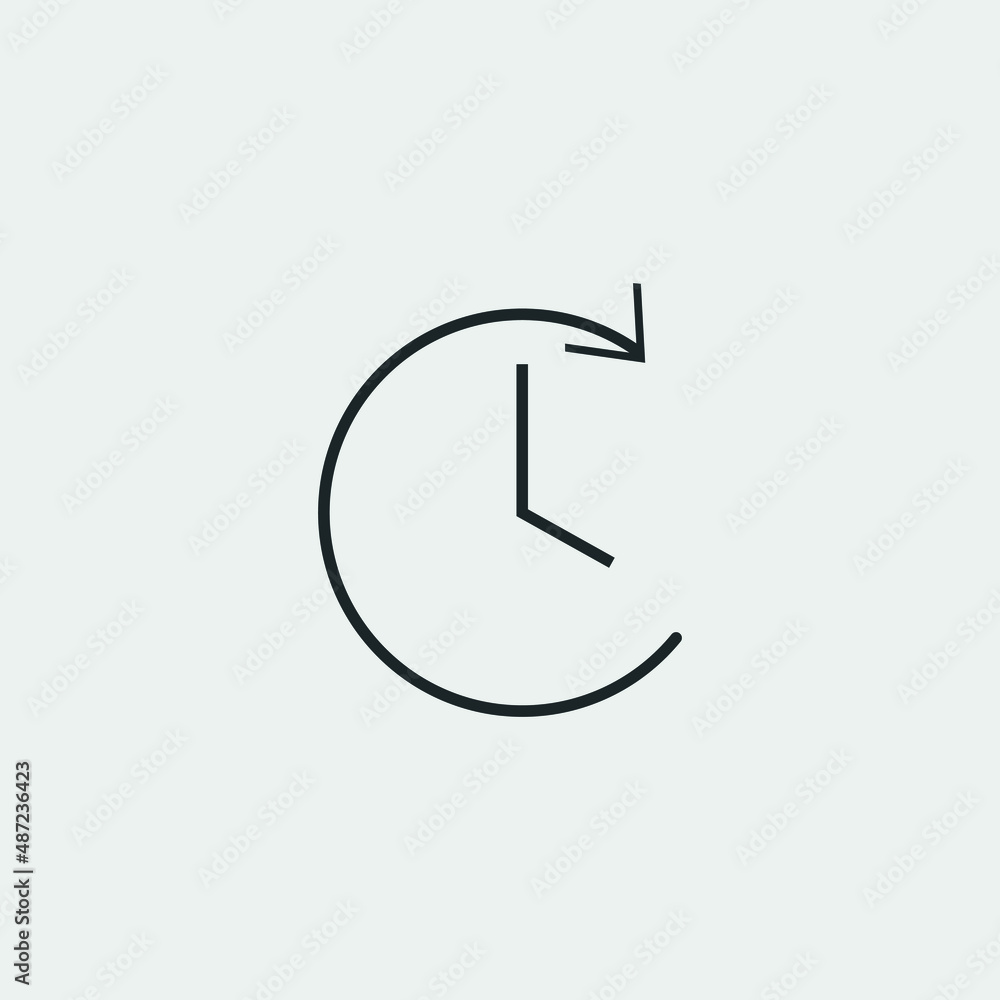 Clock rotating vector icon illustration sign Clock rotating vector icon illustration sign