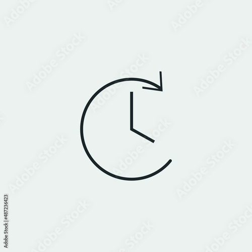 Clock rotating vector icon illustration sign