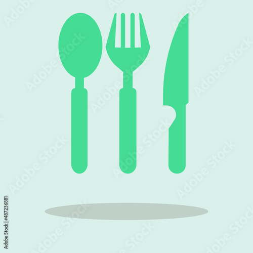 Folk knife and spoon vector icon illustration sign