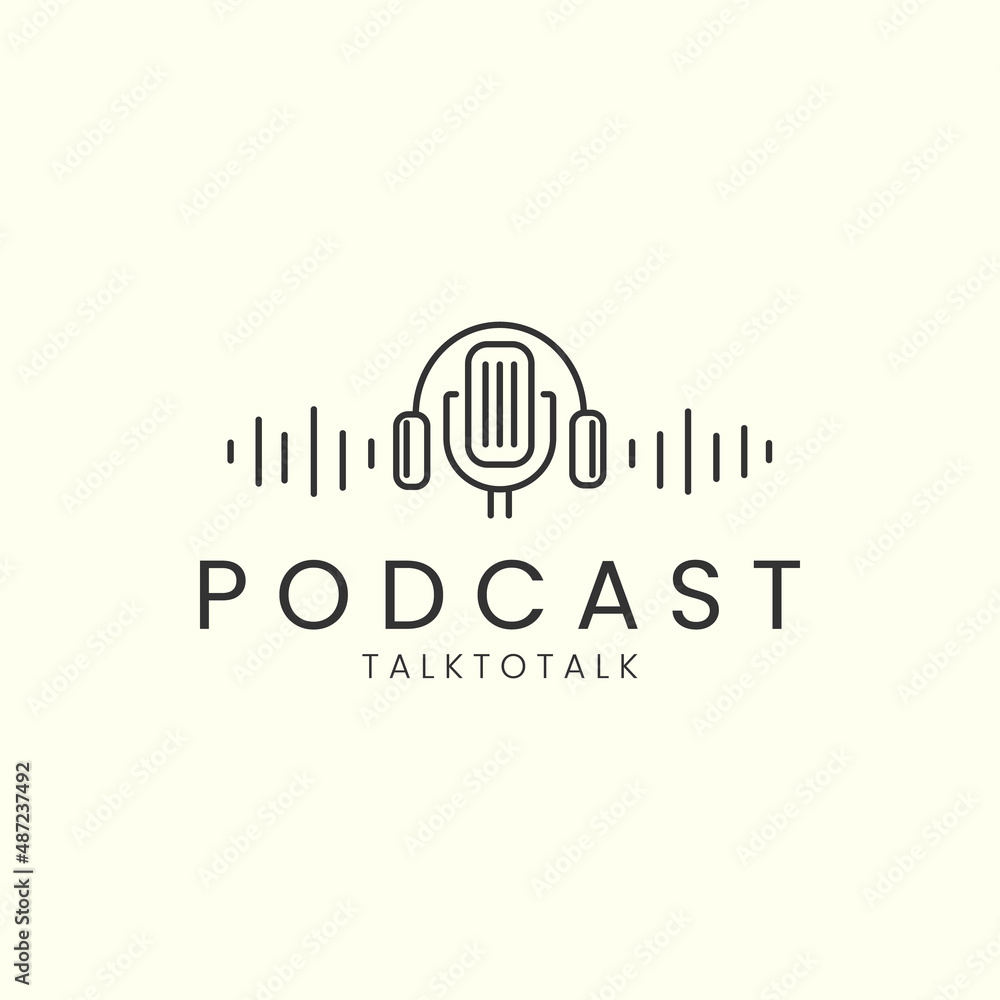 microphone podcast talk minimalist line art logo icon template illustration vector design microphone podcast talk minimalist line art logo icon template illustration vector design