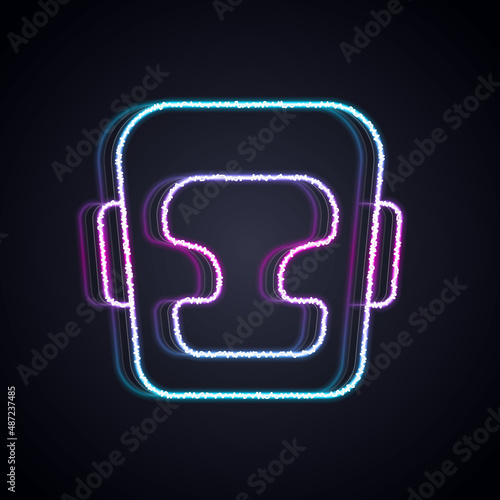 Glowing neon line Boxing helmet icon isolated on black background. Vector