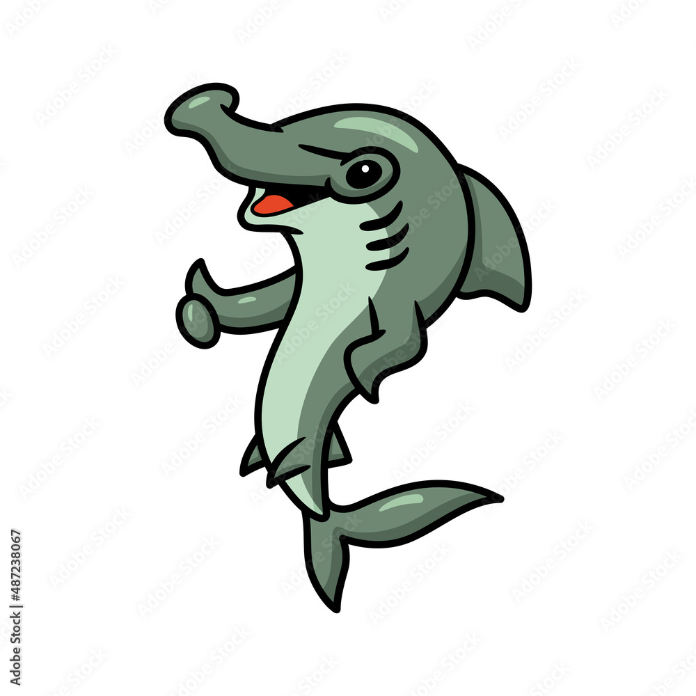 Cute hammerhead shark cartoon giving thumbs up Cute hammerhead shark cartoon giving thumbs up