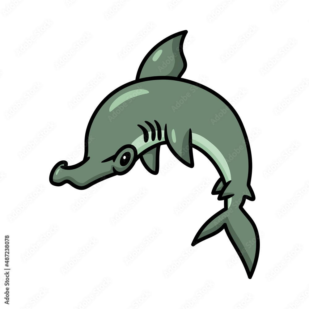 Cute little hammerhead shark cartoon jumping Cute little hammerhead shark cartoon jumping