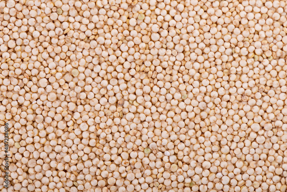 White quinoa seeds background. Pile of raw kinwa. Top view. White quinoa seeds background. Pile of raw kinwa. Top view.