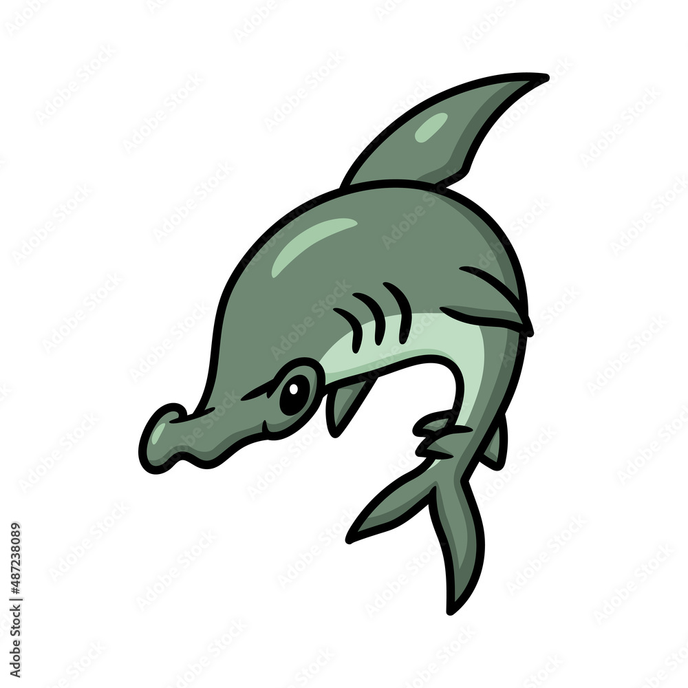 Cute little hammerhead shark cartoon jumping Cute little hammerhead shark cartoon jumping