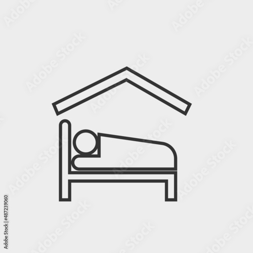 Sleeping in house vector icon illustration sign