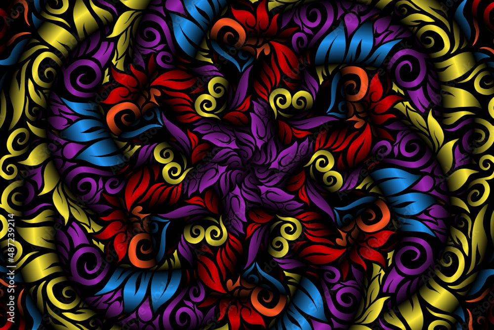 seamless colourful caleidoscope gradient flower art pattern of indonesian traditional tenun batik ethnic dayak ornament for wallpaper ads background sticker or clothing seamless colourful caleidoscope gradient flower art pattern of indonesian traditional tenun batik ethnic dayak ornament for wallpaper ads background sticker or clothing