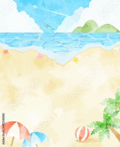 綺麗な夏の海の背景イラスト