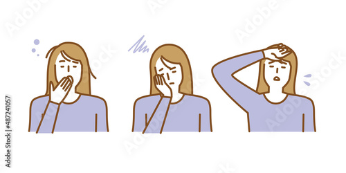 眠気や疲れを感じ気分が落ち込んで元気がない女性