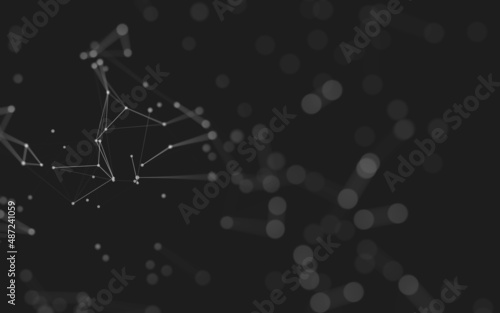 Abstract background. Molecules technology with polygonal shapes, connecting dots and lines. Connection structure. Big data visualization. © teerawit