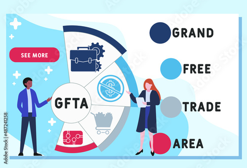 GFTA - Grand Free Trade Area acronym. business concept background. vector illustration concept with keywords and icons. lettering illustration with icons for web banner, flyer, landing pag