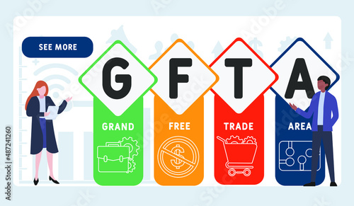 GFTA - Grand Free Trade Area acronym. business concept background. vector illustration concept with keywords and icons. lettering illustration with icons for web banner, flyer, landing pag photo