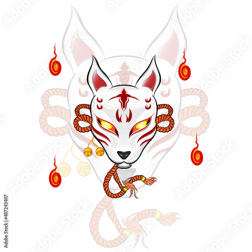 traditional japanese mask anbu kitsune vector illustration photo