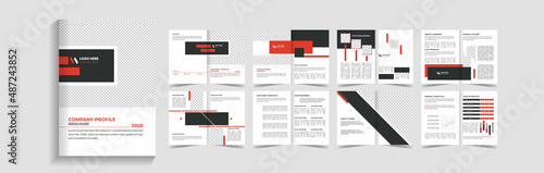 clean & modern 16 pages brochure template design, magazine, flyer, or booklet. 16-page brochure template layout. abstract modern 16-page presentation template.Easy to adapt to Brochure, Annual Report,