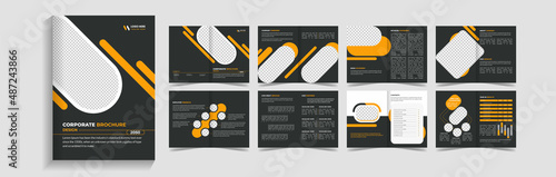 clean & modern 16 pages brochure template design, magazine, flyer, or booklet. 16-page brochure template layout. abstract modern 16-page presentation template.Easy to adapt to Brochure, Annual Report,