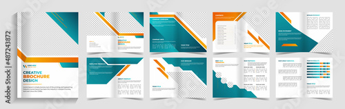 clean & modern 16 pages brochure template design, magazine, flyer, or booklet. 16-page brochure template layout. abstract modern 16-page presentation template.Easy to adapt to Brochure, Annual Report,