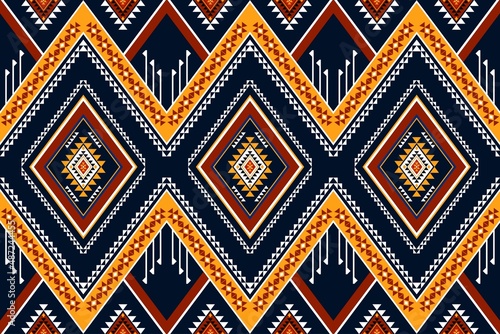 Geometric ethnic oriental seamless pattern traditional Design for background,carpet,wallpaper.clothing,wrapping,Batik fabric,Vector illustration.embroidery style - Sadu, sadou, sadow or sado
