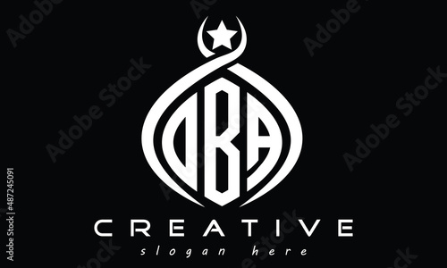 OBA three letters monogram curved oval initial logo design, geometric minimalist modern creative logo, vector template