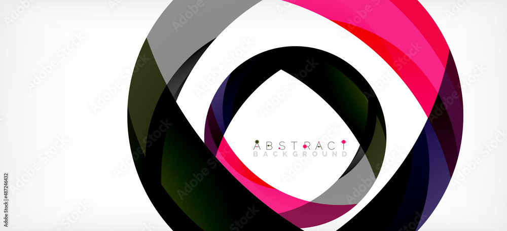 Geometric abstract background. Circle created with overlapping color shapes. Vector Illustration For Wallpaper, Banner, Background, Landing Page