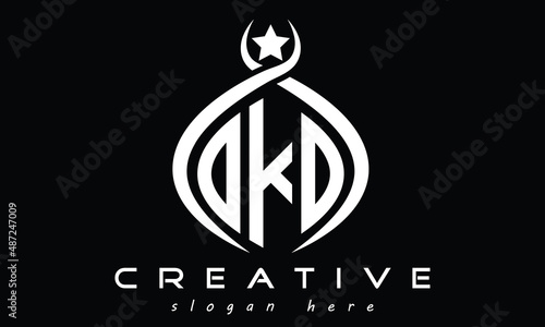 OKO three letters monogram curved oval initial logo design, geometric minimalist modern shape creative logo, vector template
