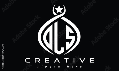 OLS three letters monogram curved oval initial logo design, geometric minimalist modern shape creative logo, vector template