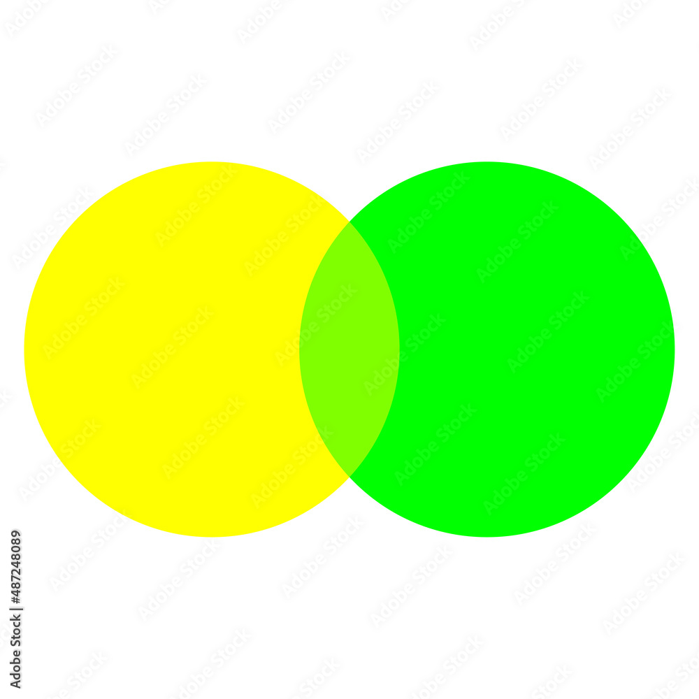 Yellow and light green intersecting circles. Geometric element. Business circle. Vector illustration. stock image. 