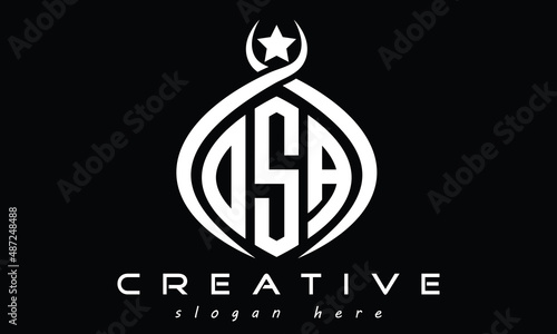 OSA three letters monogram curved oval initial logo design, geometric minimalist modern shape creative logo, vector template