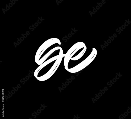 White Vector Letters Logo Brush Handlettering Calligraphy Style In Black Background Initial ge