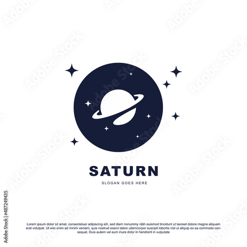 Saturn with star logo design.