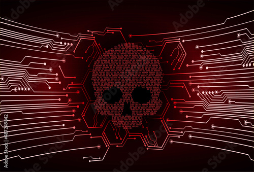 cyber hacker attack background, skull vector