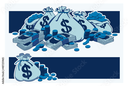 Dinero. Billetes en dólares. Efectivo. Ilustración vectorial de estilo plano, colección de iconos planos de dinero. diferentes tipos de diseño de iconos de dinero, ahorro de dinero