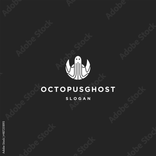Octopus ghost logo icon flat design template 