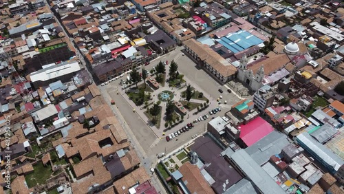 Aerial view of the city of Jauja located in the department of Junin in Peru photo
