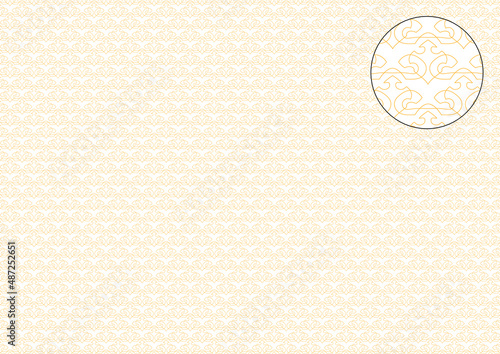 Guilloche grid with a pattern of heraldic lilies.