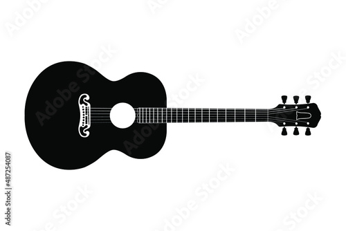 Guitar black isolated on white background,vector illustration