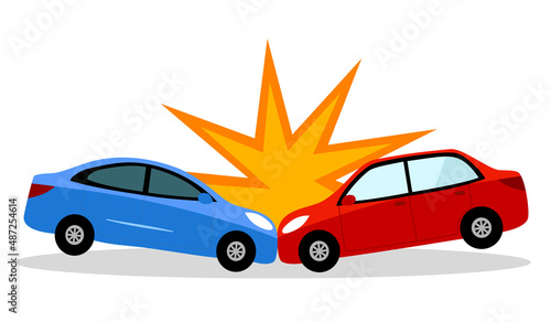 Car crash concept vector illustration. Road traffic accident in flat design on white background.