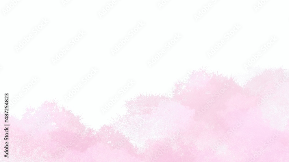 満開の桜の山のような水彩風背景素材