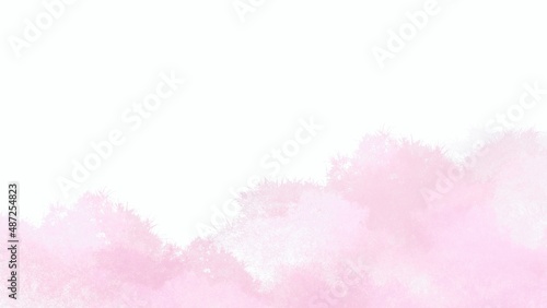 満開の桜の山のような水彩風背景素材