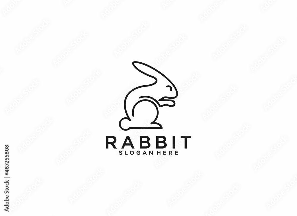 Obraz premium rabbit logo template in white background