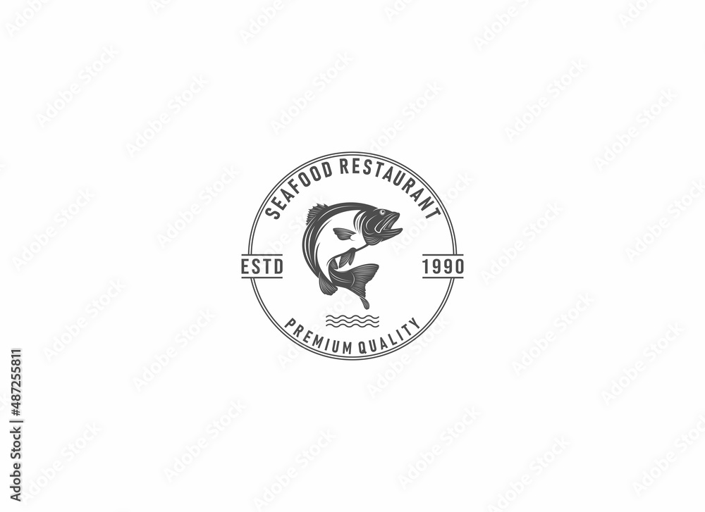 seafood logo template vector, icon in white background