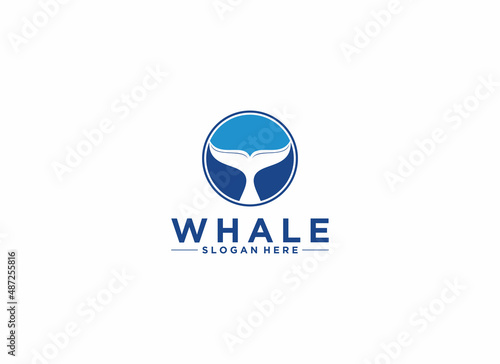 whale logo template vector, icion in white background