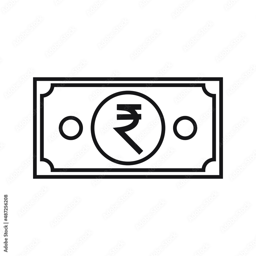 Indian rupee currency symbol banknote icon. Indian rupee currency symbol banknote icon.